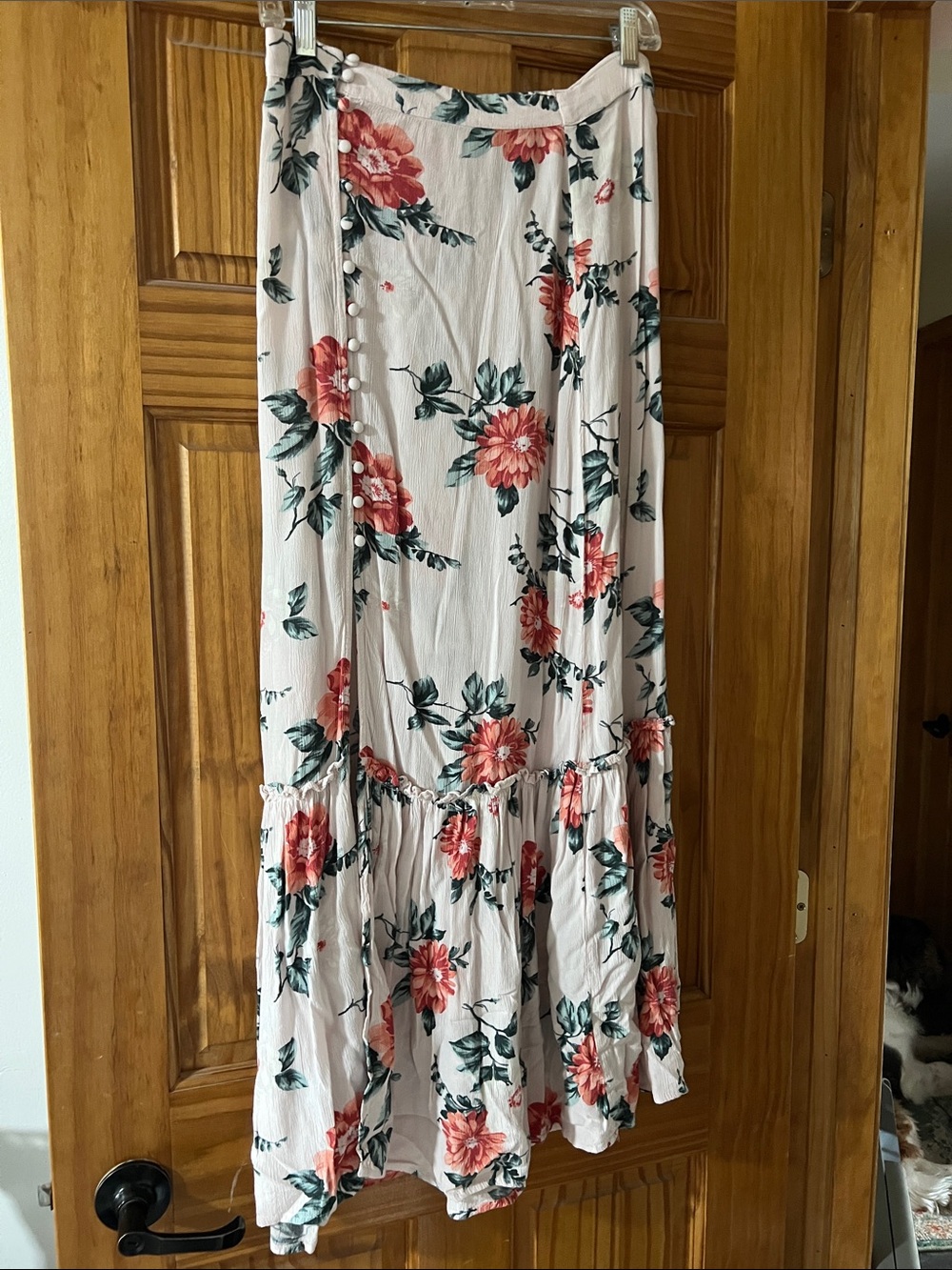 American Eagle Outfitters White Maxi Skirt with Coral Floral